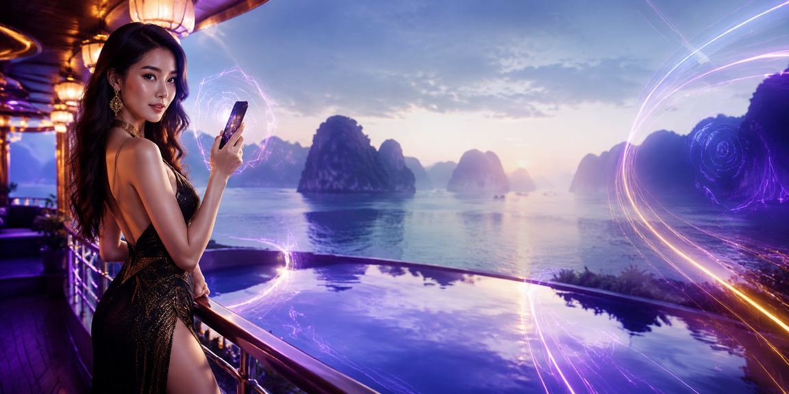 Không gian neon rực rỡ tại Hạ Long – người dùng theo dõi kết quả game và jackpot trực tuyến