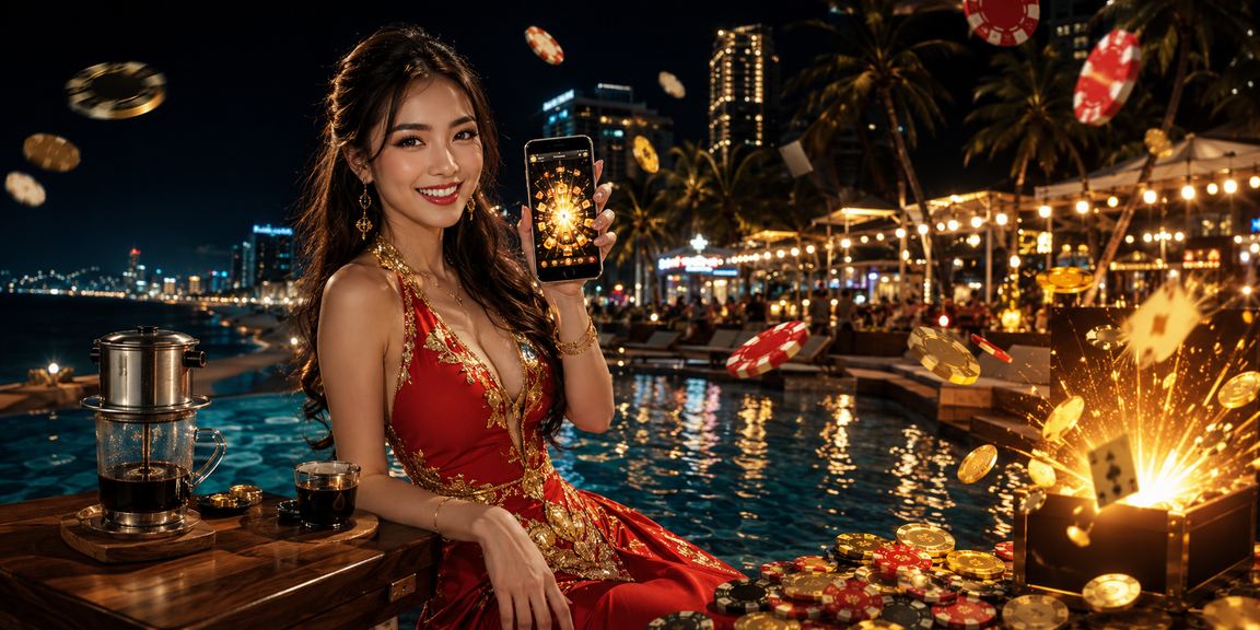 Người dùng tại Nha Trang dùng ứng dụng di động để xem kèo cá cược và uống cà phê buổi sáng