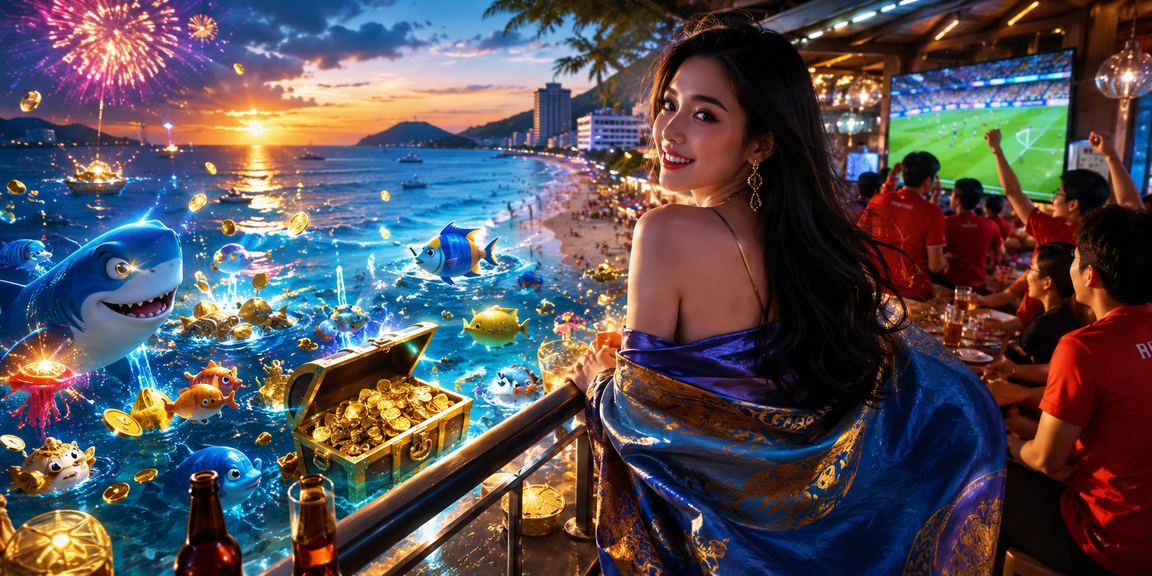 Người dùng ngồi tại bãi biển Vũng Tàu theo dõi kết quả cá cược và kết quả xổ số buổi chiều